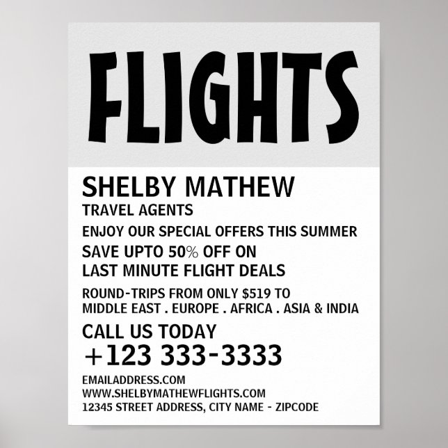 Modern djärv reklam för flygbolag poster (Framsidan)