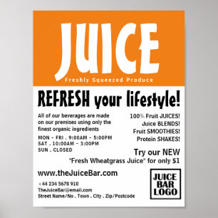 Modern djärv reklam för Juice Pub Poster
