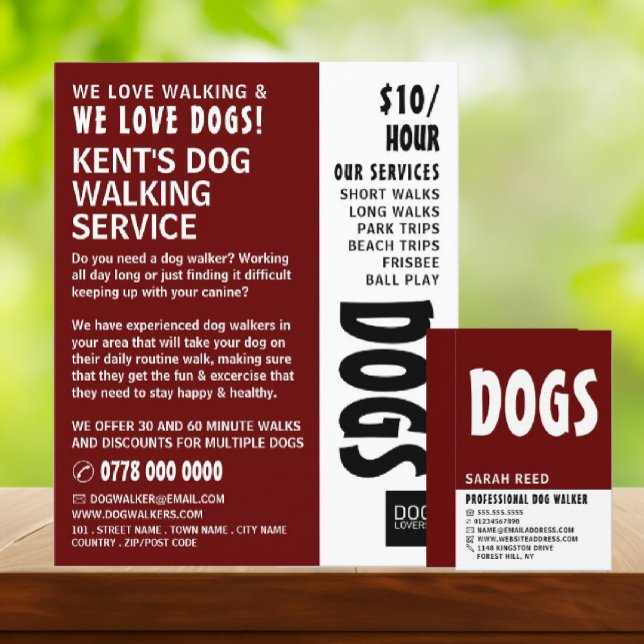 Modern djärv reklam från Dog Walker Service Flygblad (Skapare uppladdad)