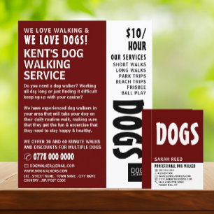Modern djärv reklam från Dog Walker Service Reklamblad