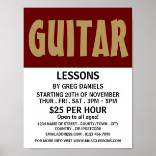 Modern djärv reklam, guitar Lessons Poster