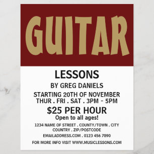 Modern djärv reklam, guitar Lessons Reklamblad