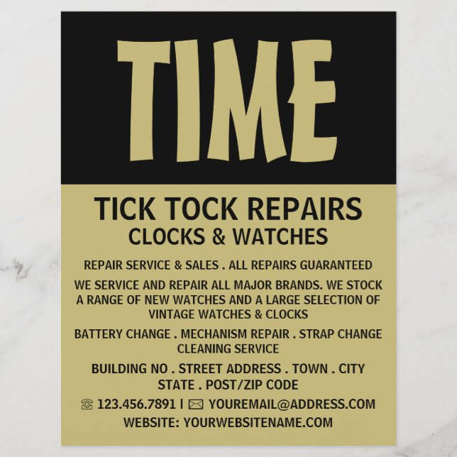 Modern djärv reklam, horolog reklamblad (Framsidan)