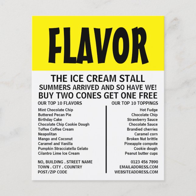 Modern djärv reklam, Ice Cream Parlor Flygblad (Framsidan)
