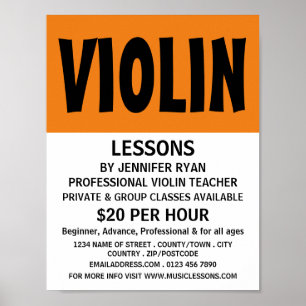 Modern djärv reklam, violin Lessons Poster