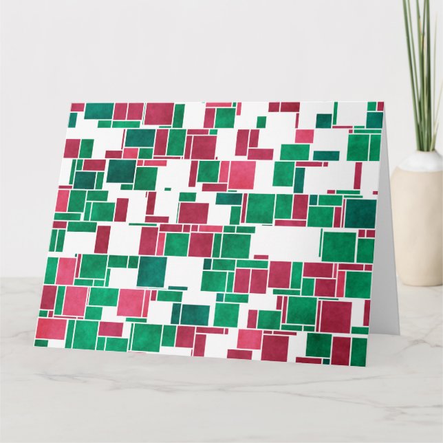 Modern djärv röd och Grönt Juli Mondrian Kort (Framsida)