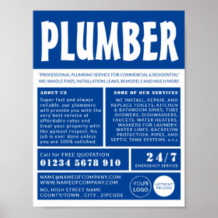 Modern djärv, rörmokare, rörlig reklam poster