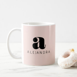 Modern djärv Rosa Monogram Namn Kaffemugg