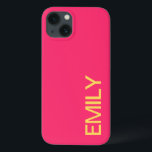 Modern djärv Rosa Personlig iphone case<br><div class="desc">Modern djärv Rosa Personlig iPhone 13 Fodral. Anpassningsbar iphone case med namn.</div>