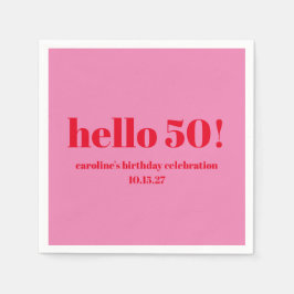 Modern djärv Rosa Red 50:e födelsedag Anpassningsb Pappersservett