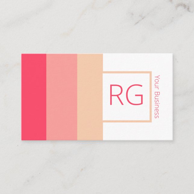 Modern djärv Rosa Tones Monogrammed Personlig Visitkort (Framsida)