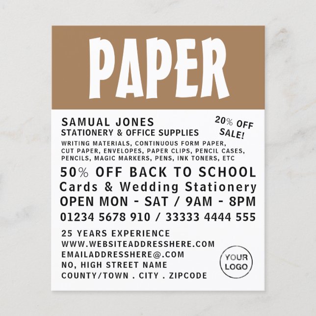 Modern djärv, stilig och modern Kontorsmateriel Flygblad (Framsidan)