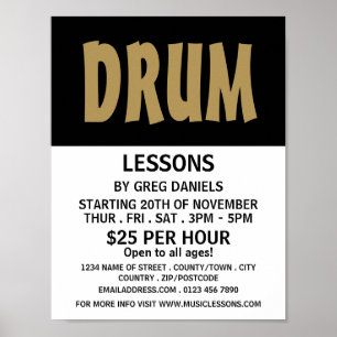 Modern djärv, trumma Lessons-reklam Poster