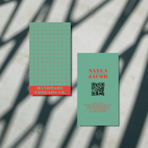 Modern djärv turkos Kontrollerad QR-kod för Mönste Visitkort
