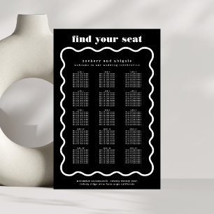 Modern djärv Vågigt Ram Black White Bröllop Poster