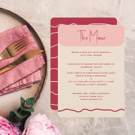 Modern djärv Vågigt Ram Magenta Rosa Bröllop Menu Meny