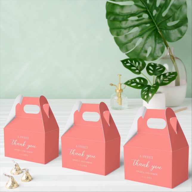 Modern Djärv Vibrant Korall Enkel Bröllop Presentaskar (Multipel)
