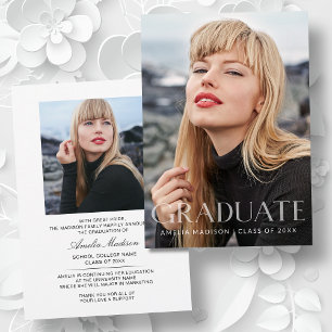 Modern djärv vit transparent text Grad 2-foto Meddelande