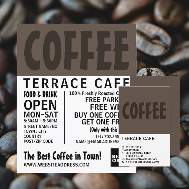 Modern djet, Barista, Café, Coffeehouse Visitkort (Skapare uppladdad)