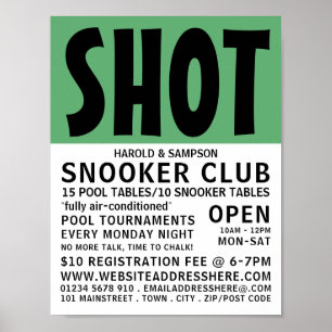Modern djet, Bassäng Klubb, Snooker Klubb Advertis Poster
