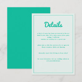 Modern djold Emerald Mint Grönt Retro Vibes Bröllo Tilläggskort