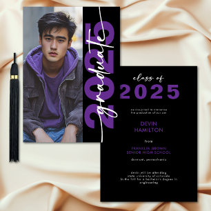 Modern djold Lila Typography Grad Announcement Inbjudningar