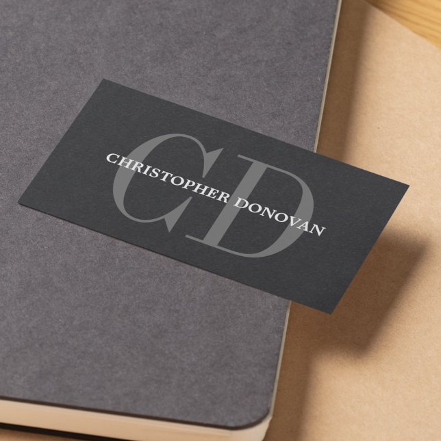 Modern djold Monogram Consultant Black Papper Visitkort (Skapare uppladdad)