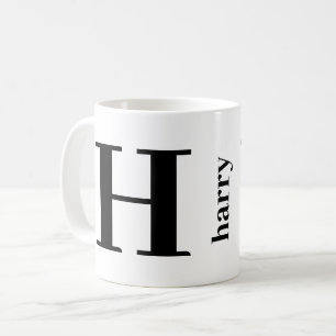 Modern djold Monogram Namn Svartvit kaffe Mugg
