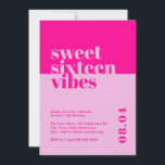 Modern djold Sweet sixteen Vibes Rosa Birthday Inbjudningar<br><div class="desc">Fira din dotters eller nära anhörigas 16-årsdag i stil med vår "Sweet sixteen Vibes"-Rosa på födelsedagsinbjudan! Denna moderna och djärva inbjudan är perfektens sätt att ange tonen för ett minnesvärt sweet sixteen party. Designad med livfulla rosor och öga-fångst, contemporary typsnitt, är denna inbjudan en inbjudan som lockar ungdomlig energi och...</div>
