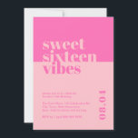 Modern djold Sweet sixteen Vibes Rosa Birthday Inbjudningar<br><div class="desc">Fira din dotters eller nära anhörigas 16-årsdag i stil med vår "Sweet sixteen Vibes"-Rosa på födelsedagsinbjudan! Denna moderna och djärva inbjudan är perfektens sätt att ange tonen för ett minnesvärt sweet sixteen party. Designad med livfulla rosor och öga-fångst, contemporary typsnitt, är denna inbjudan en inbjudan som lockar ungdomlig energi och...</div>