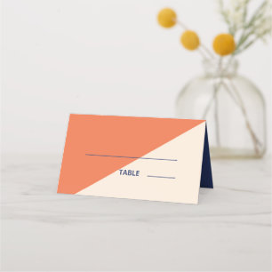 Modern djold typografi Bröllop Apricot Cream Navy Placeringskort