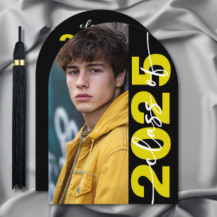 Modern djold Typography Arch Grad Announcement Inbjudningar