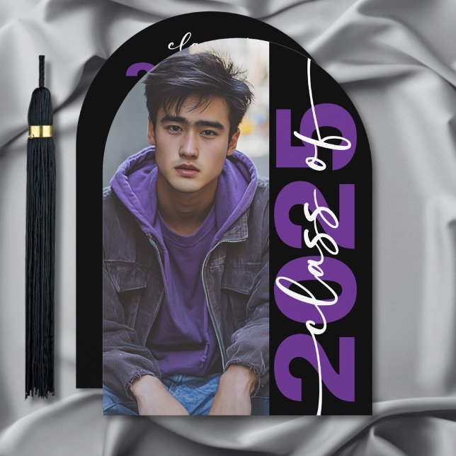 Modern djold Typography Arch Grad Announcement Inbjudningar (Modern Photo Script Graduation Announcement)