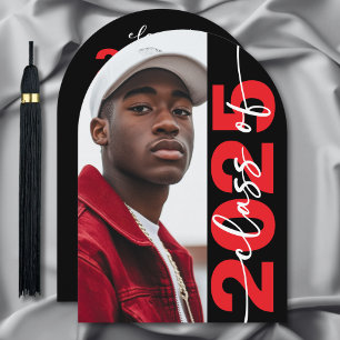 Modern djold Typography Arch Grad Announcement Inbjudningar
