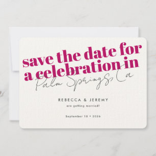 Modern djold Typography Rosa Fuchsia Bröllop Spara Datumet