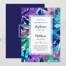 Modern djold Watercolor Navy Lila Aqua Bröllop