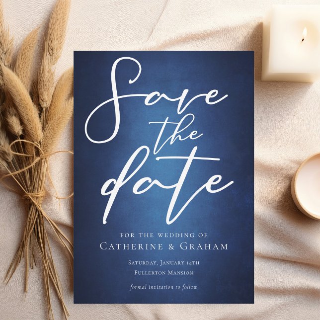 Modern djup, blå, minimalistisk vattenfront spara datumet (Skapare uppladdad)