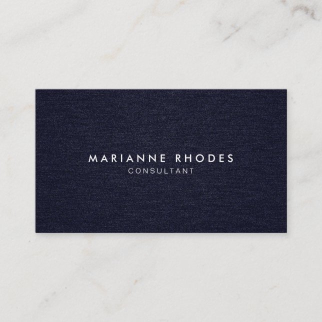 Modern djup Blue Denim Minimalistic Visitkort (Framsida)