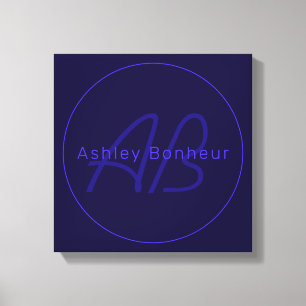 Modern djup Lila Färg   Coola Namn och Monogram Canvastryck