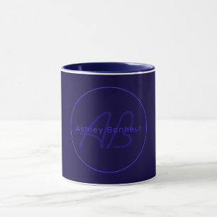 Modern djup Lila Färg Coola Namn och Monogram Mugg