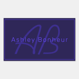 Modern djup Lila Färg | Coola Namn och Monogram Rektangulärt Klistermärke