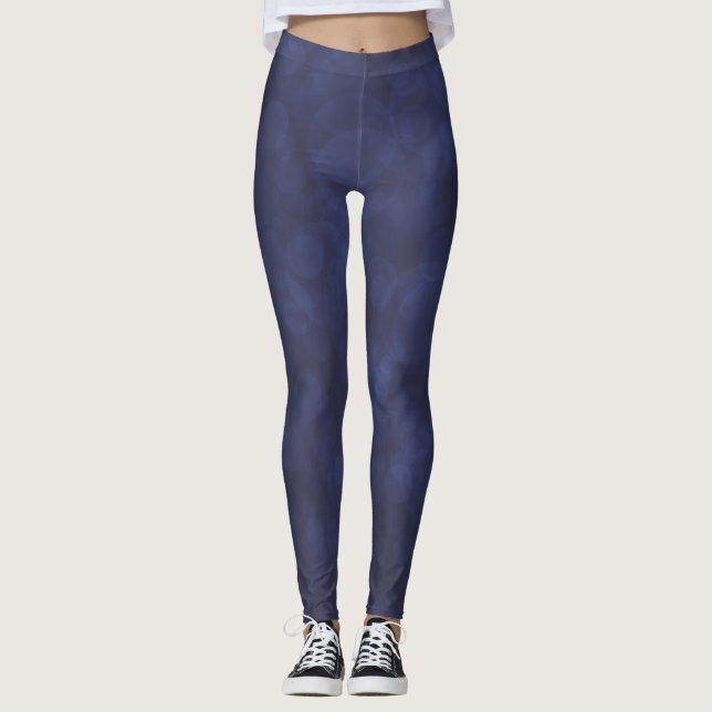Modern djupblå Bokeh Leggings (Framsida)