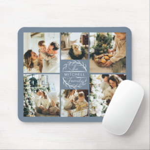 Modern Dlue Photo Collage Personlig Monogram Musmatta