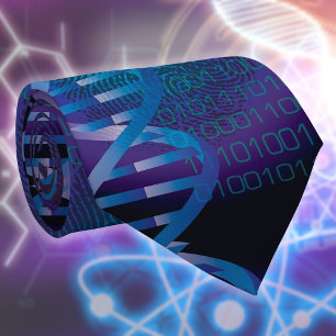 Modern DNA Fingerprint Science Blue Neck Tie Slips