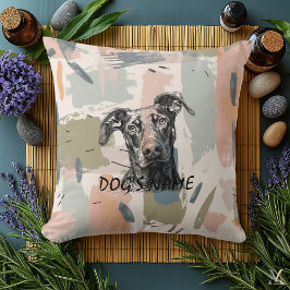Modern Doberman Portrait – Abstract Brushstroke Kudde