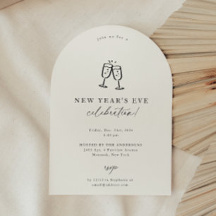 Modern Dodle Nyårsafton Party-inbjudan Inbjudningar