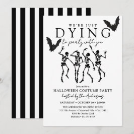 Modern Döende Att Festa Skelett Halloweenfest Inbjudningar
