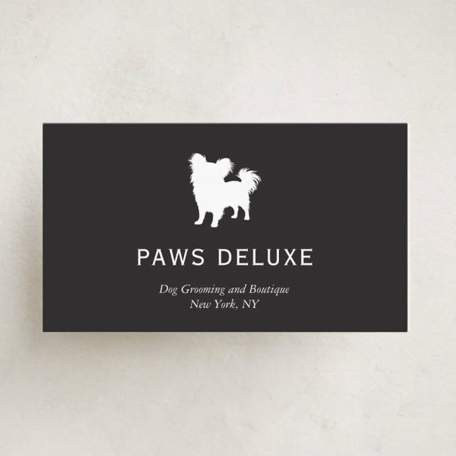 Modern Dog Grooming Silhouette Logo | Charcoal Visitkort (Skapare uppladdad)
