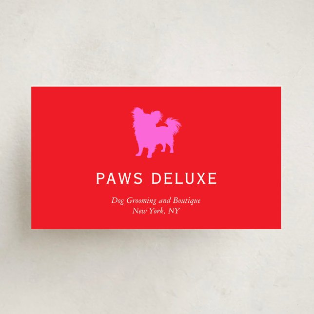 Modern Dog Grooming Silhouette Logo | Red Visitkort (Skapare uppladdad)