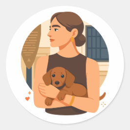 Modern Dog Mom Aesthetic With Cute Puppy Runt Klistermärke
